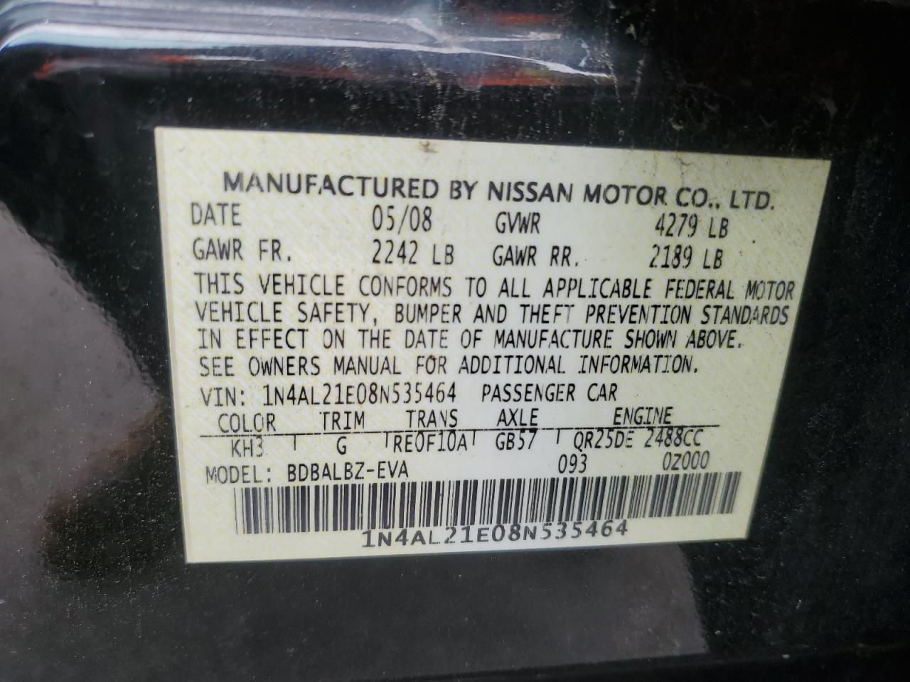 2008 NISSAN ALTIMA