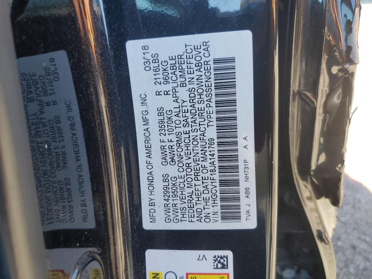 2018 HONDA ACCORD