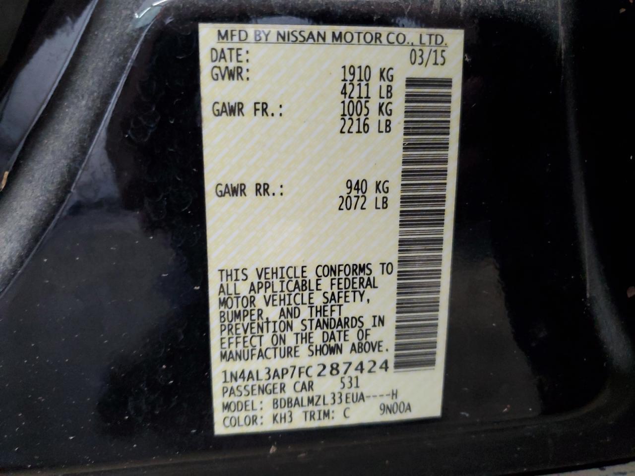 2015 NISSAN ALTIMA