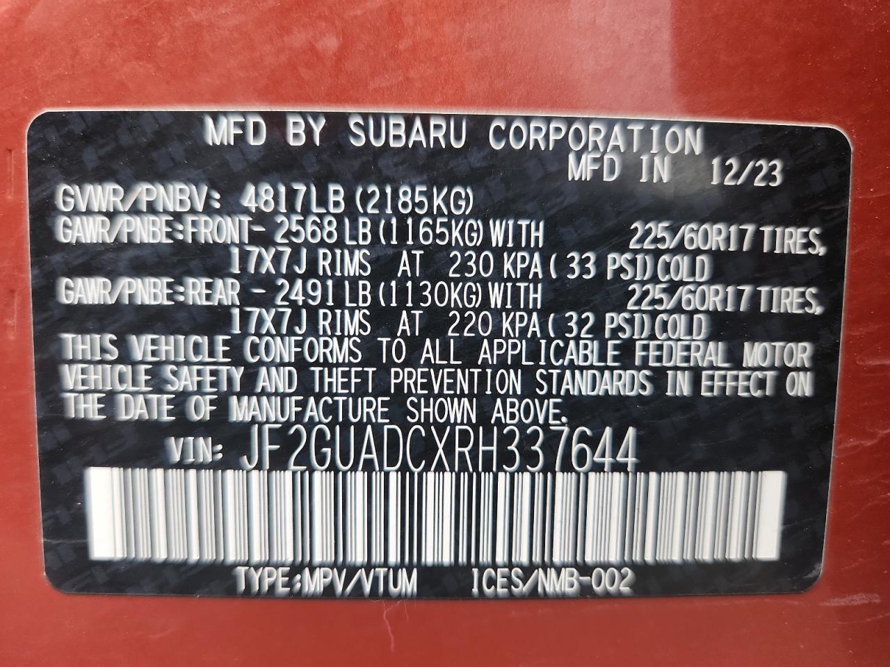 2024 SUBARU Crosstrek