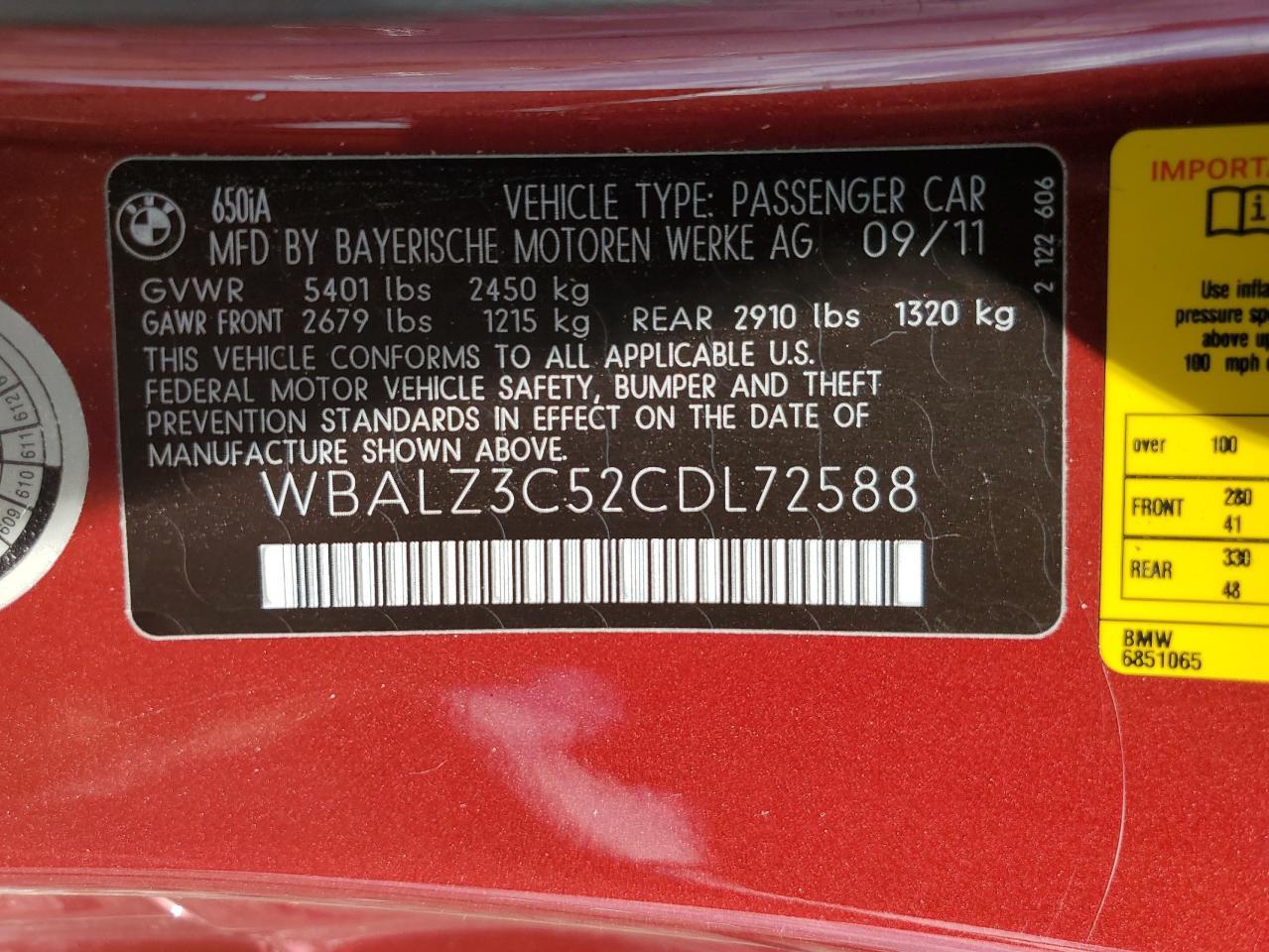 2012 BMW 6 Series