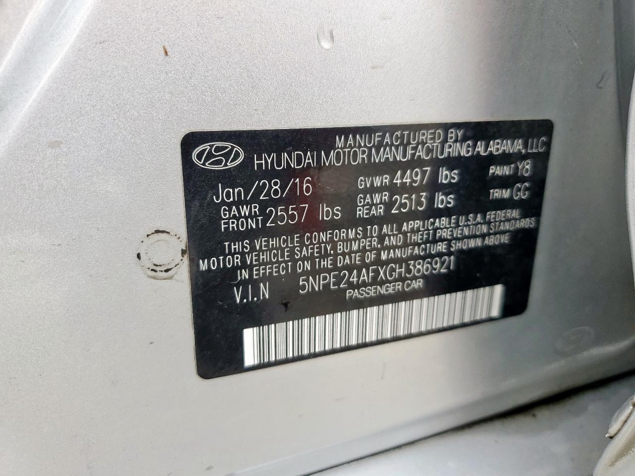 2016 HYUNDAI SONATA