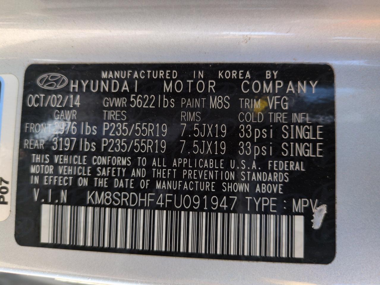 2015 HYUNDAI SANTA FE
