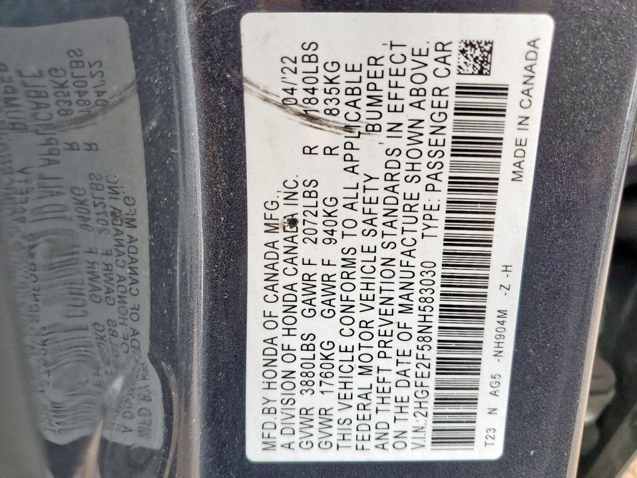 2022 HONDA CIVIC