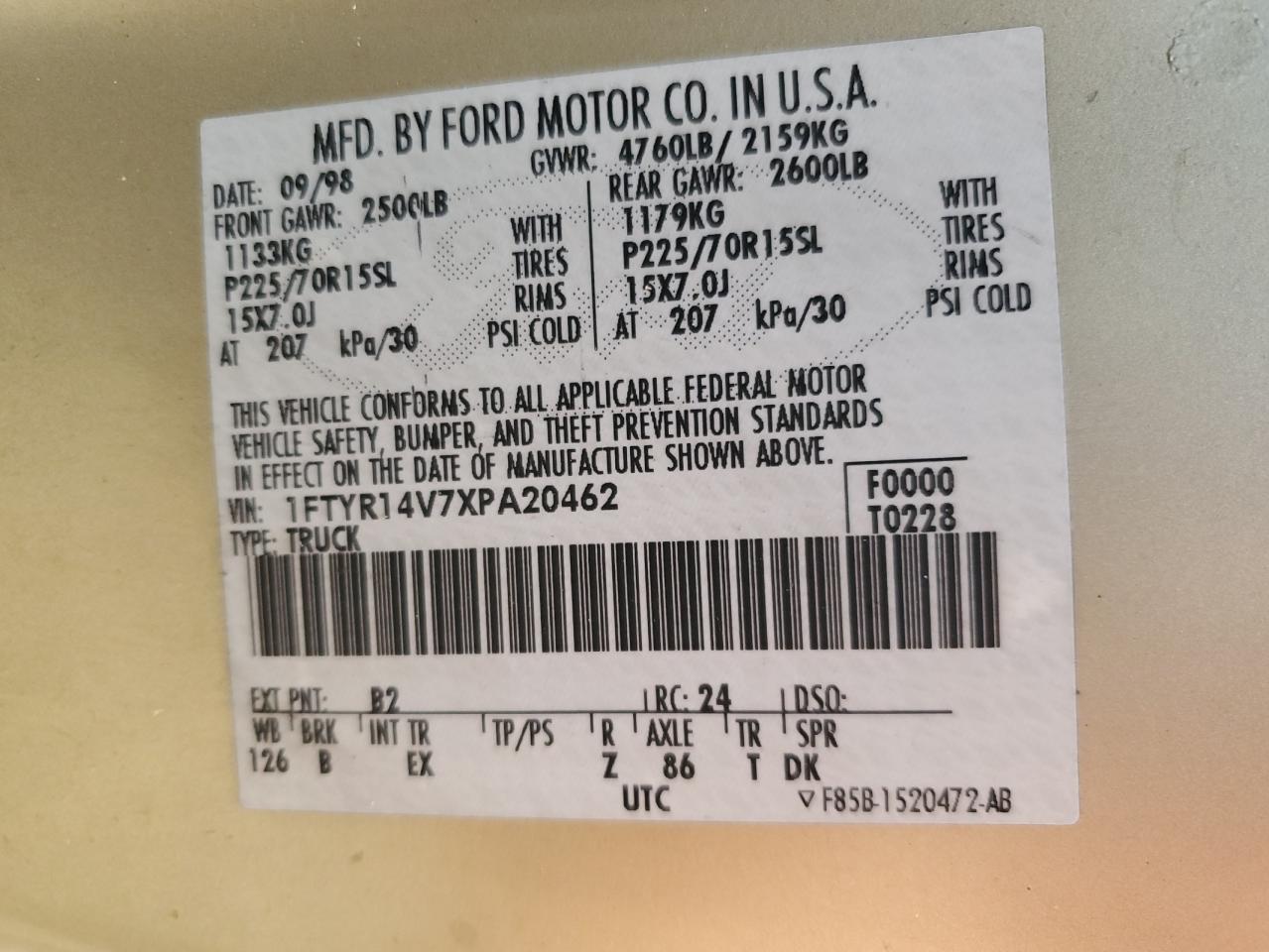 1999 FORD RANGER