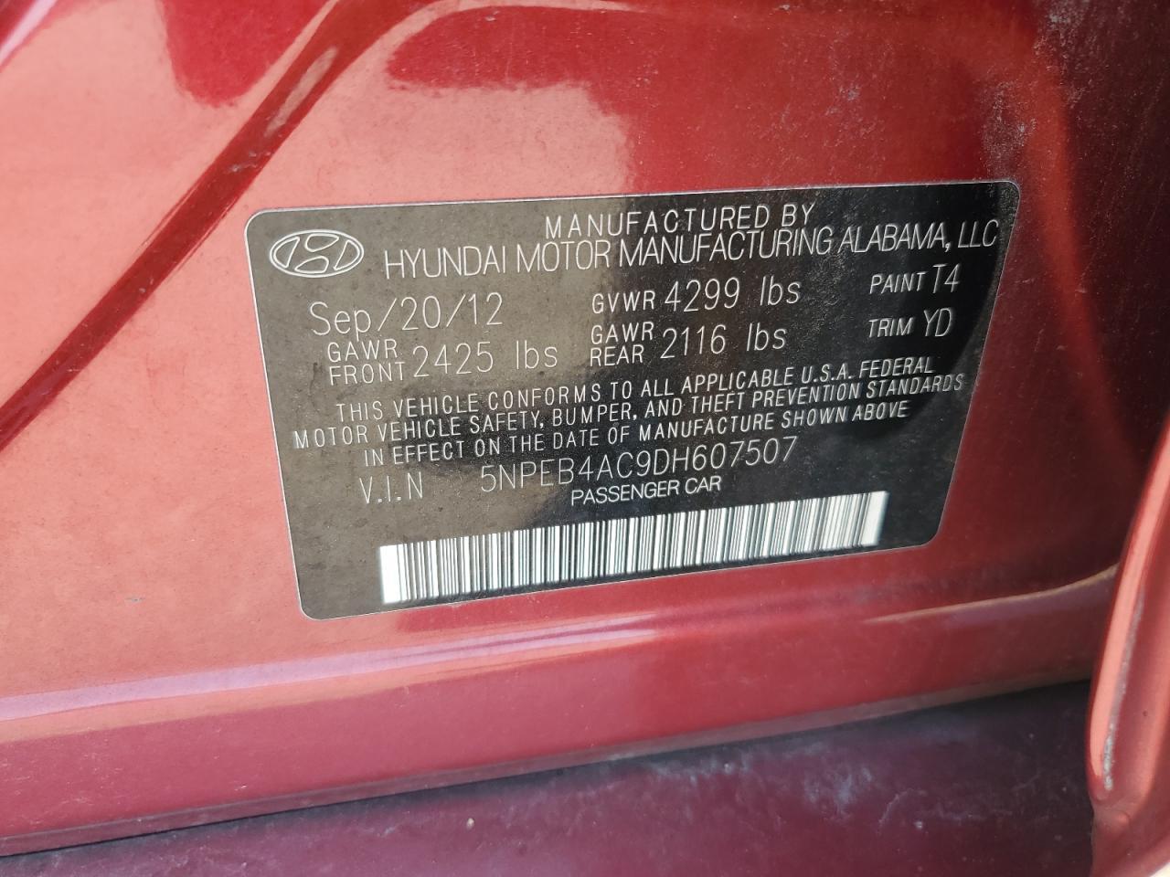 2013 HYUNDAI SONATA