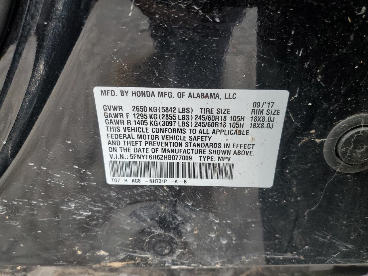 2017 HONDA PILOT