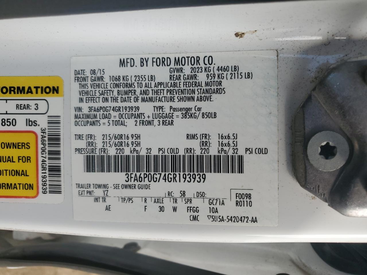 2016 FORD FUSION