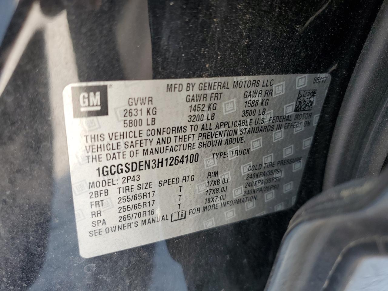 2017 CHEVROLET COLORADO