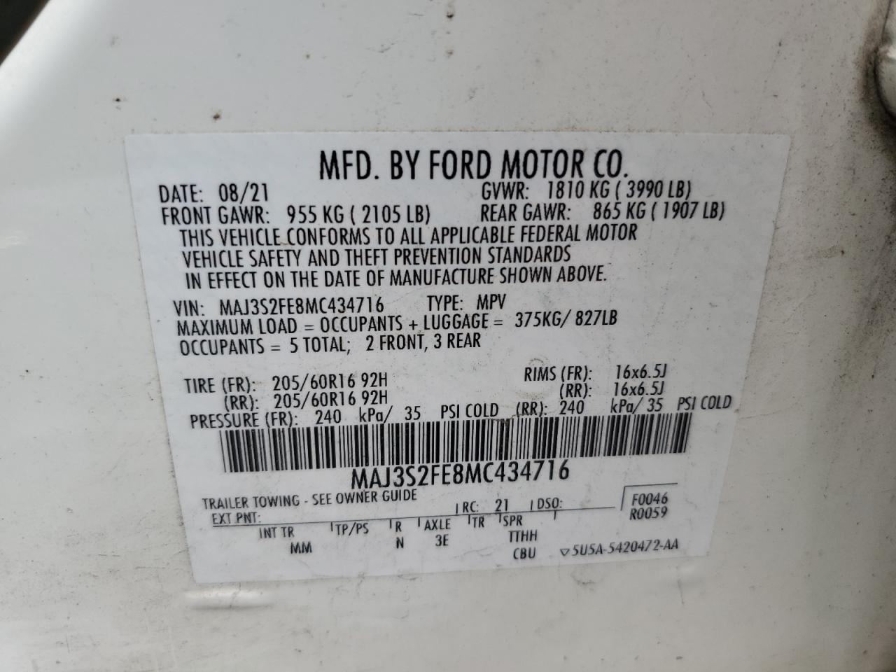 2021 FORD EcoSport