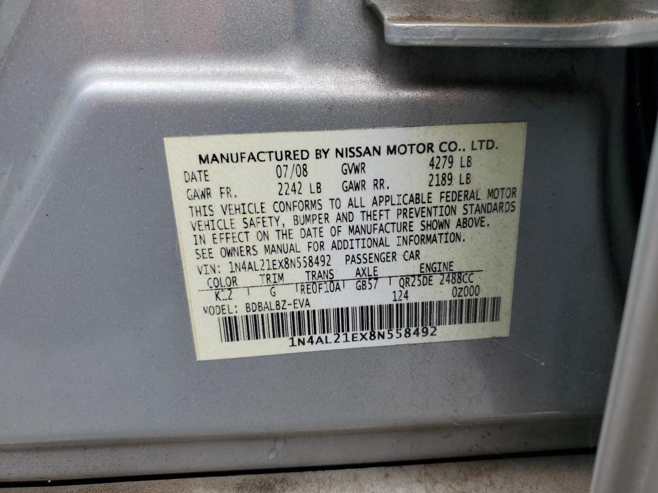 2008 NISSAN ALTIMA
