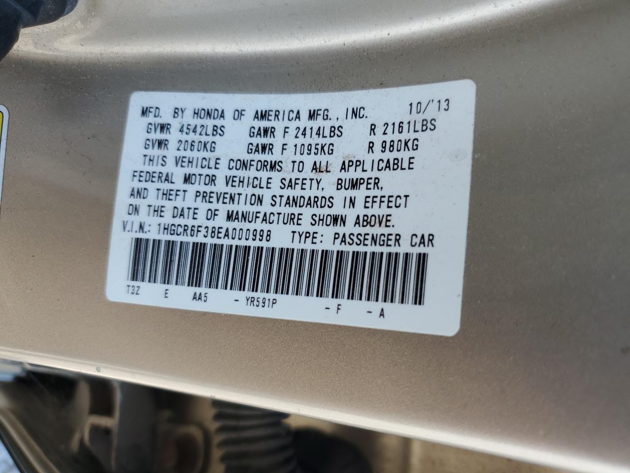 2014 HONDA ACCORD