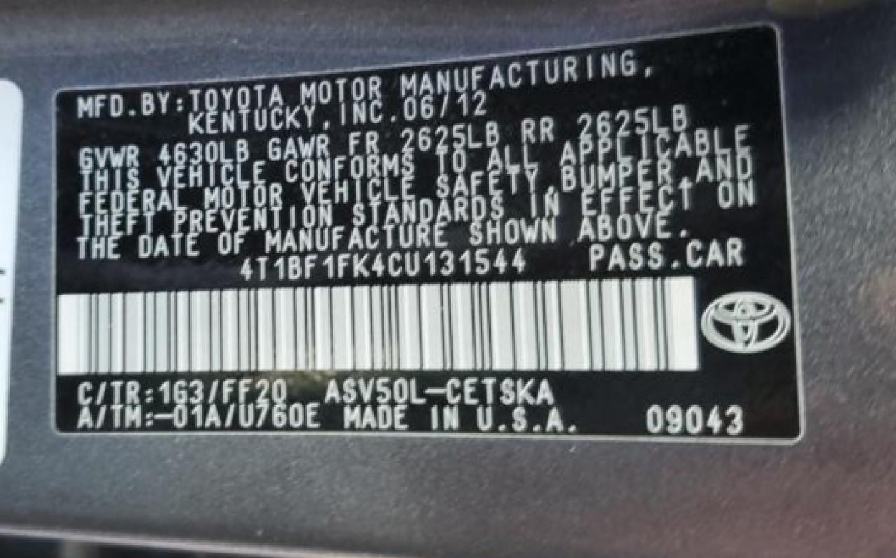 2012 TOYOTA CAMRY