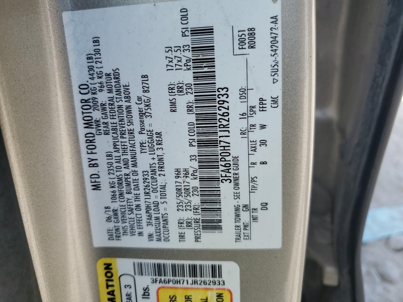 2018 FORD FUSION