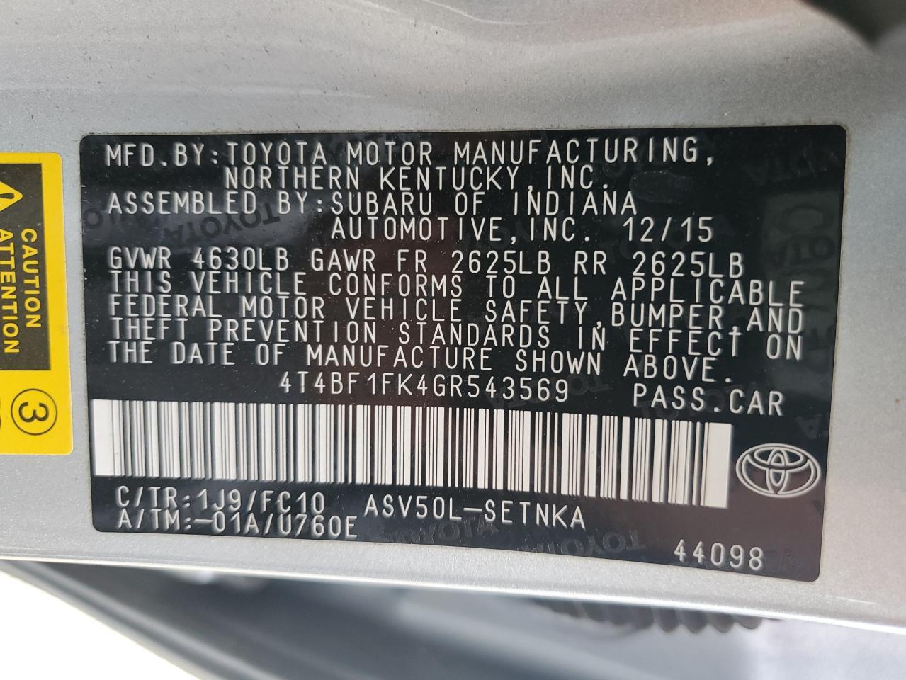 2016 TOYOTA CAMRY
