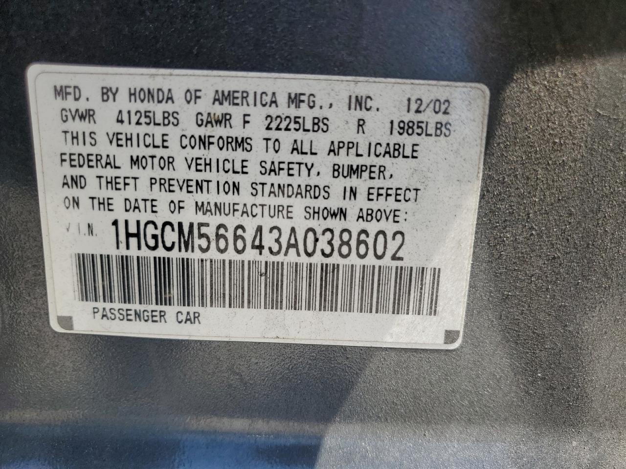 2003 HONDA ACCORD