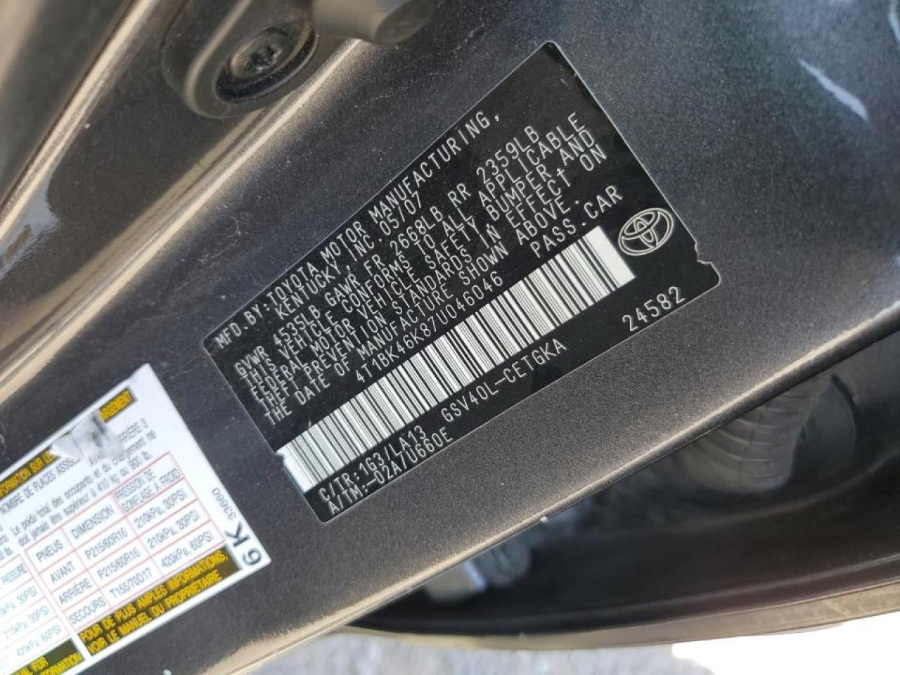 2007 TOYOTA CAMRY