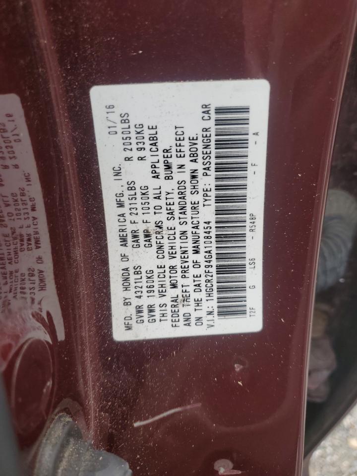 2016 HONDA ACCORD