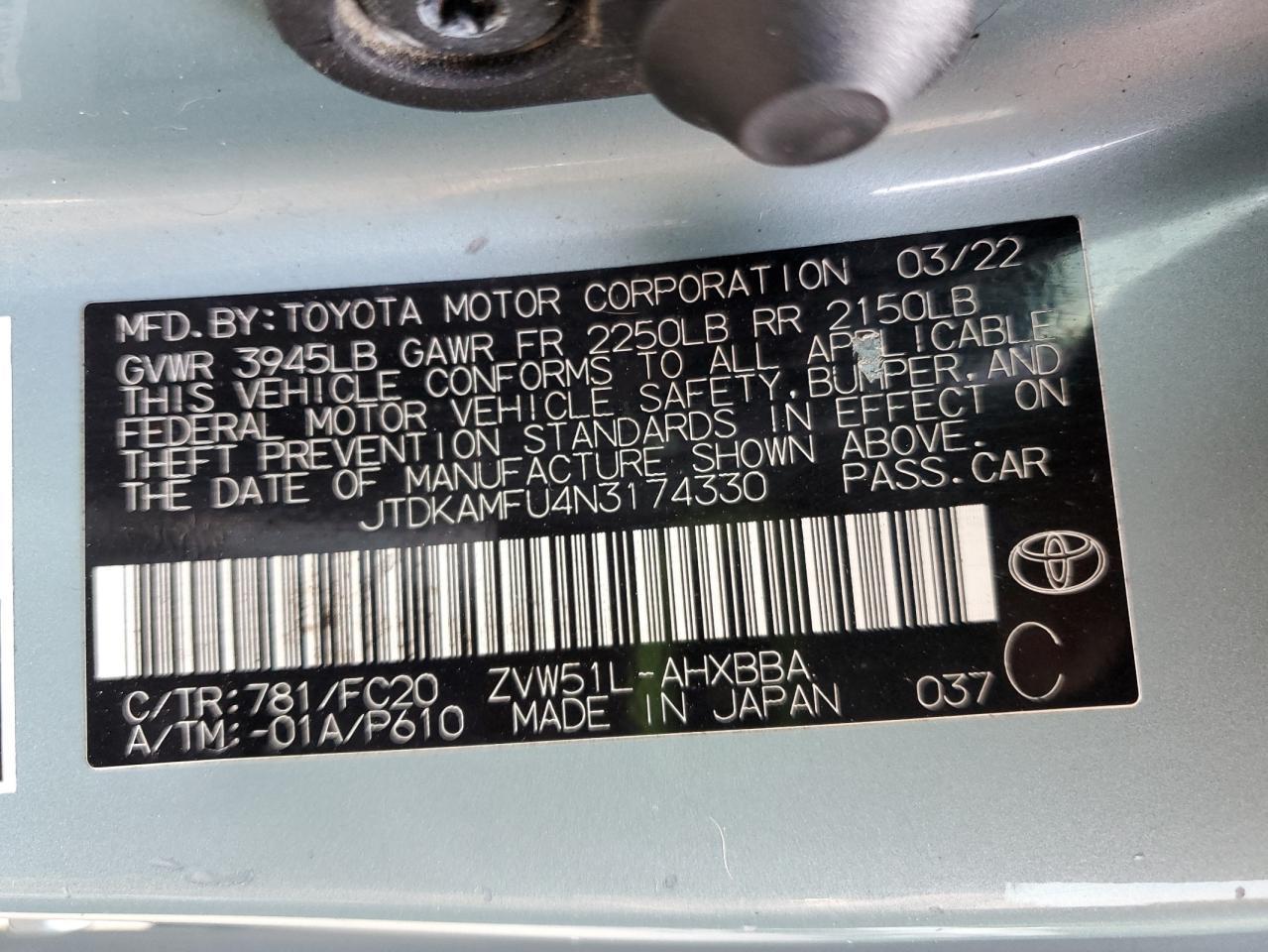 2022 TOYOTA PRIUS
