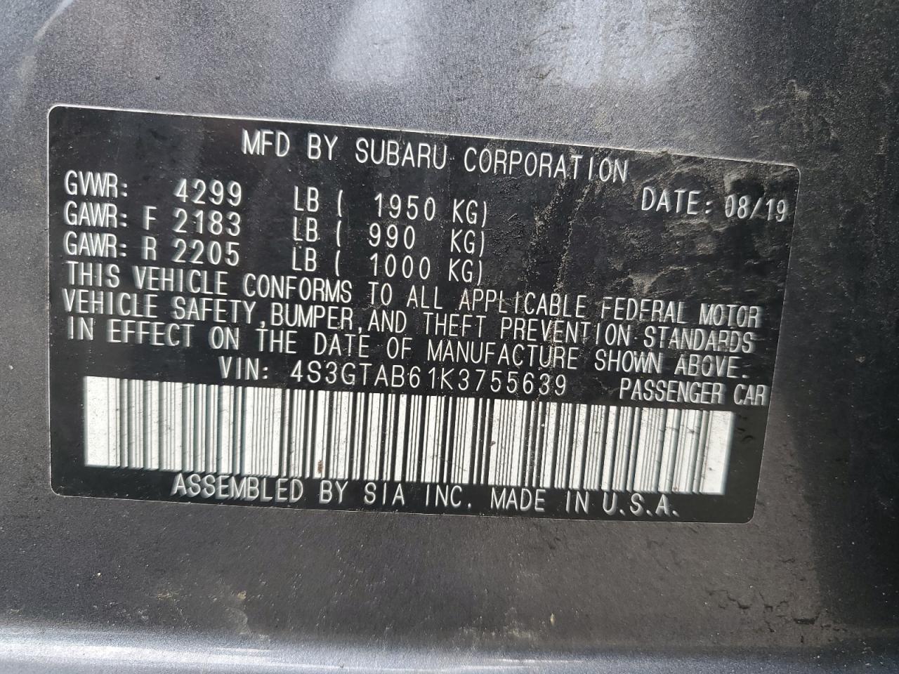 2019 SUBARU IMPREZA