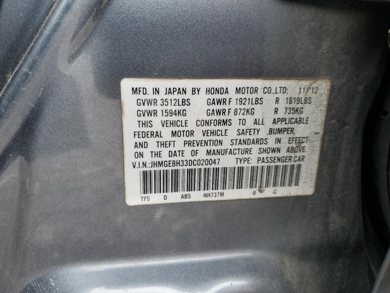 2013 HONDA FIT