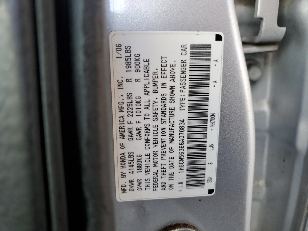 2006 HONDA ACCORD