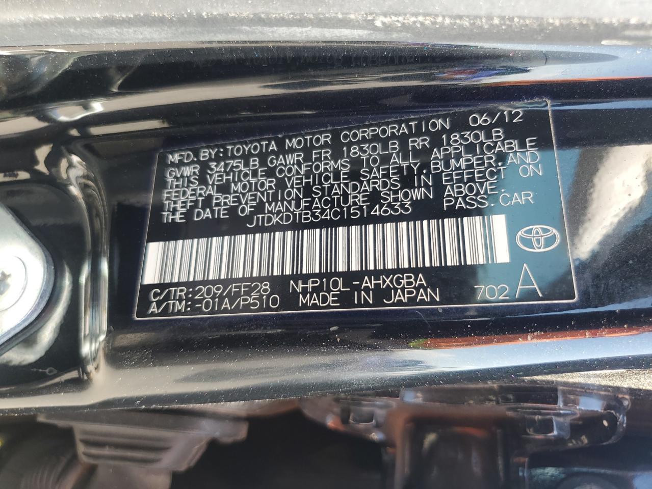 2012 TOYOTA Prius c