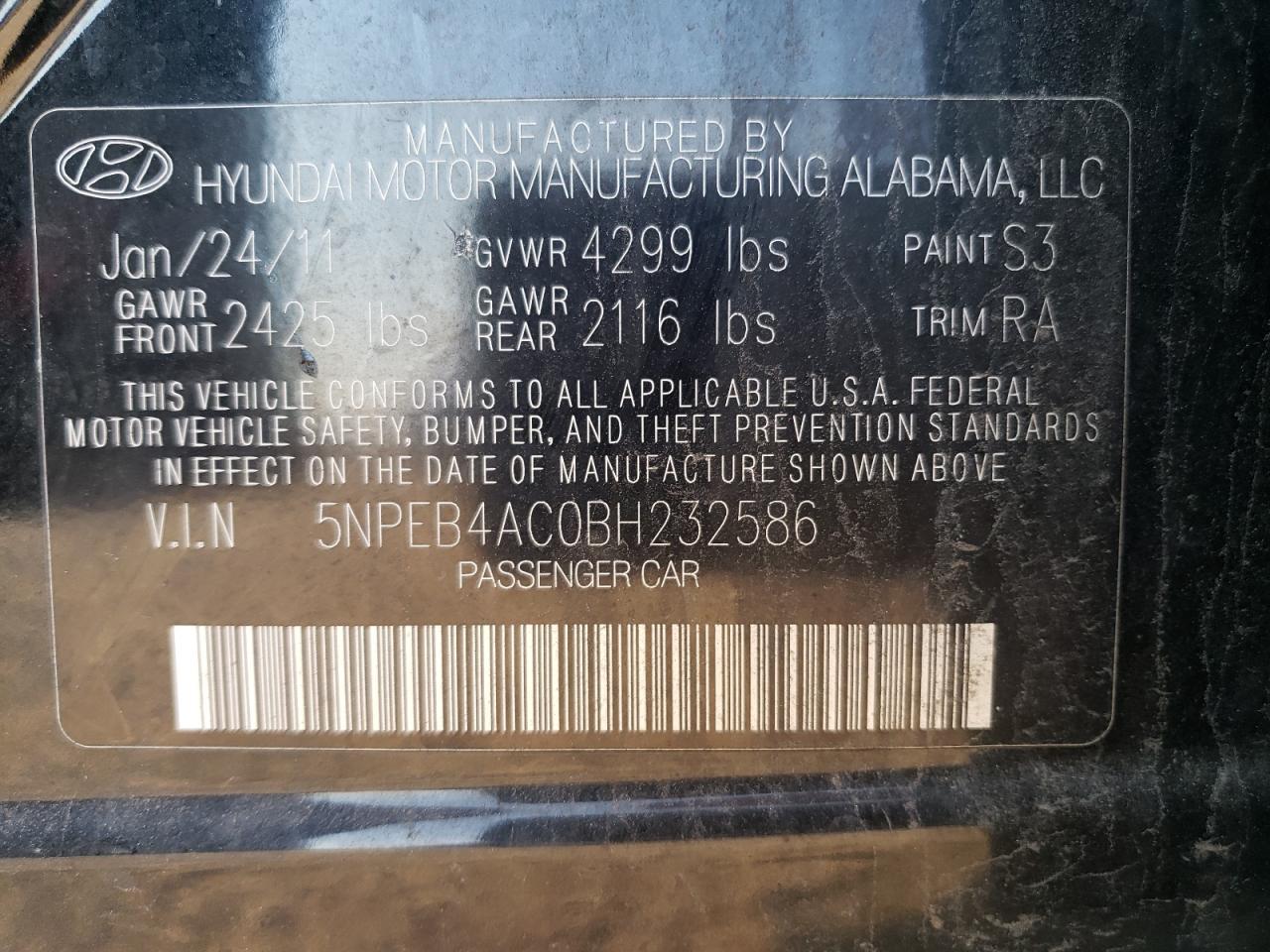 2011 HYUNDAI SONATA