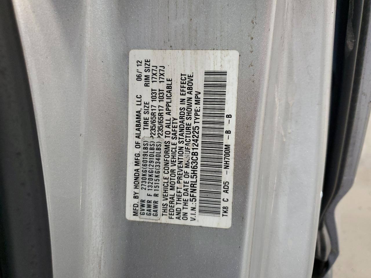 2012 HONDA ODYSSEY
