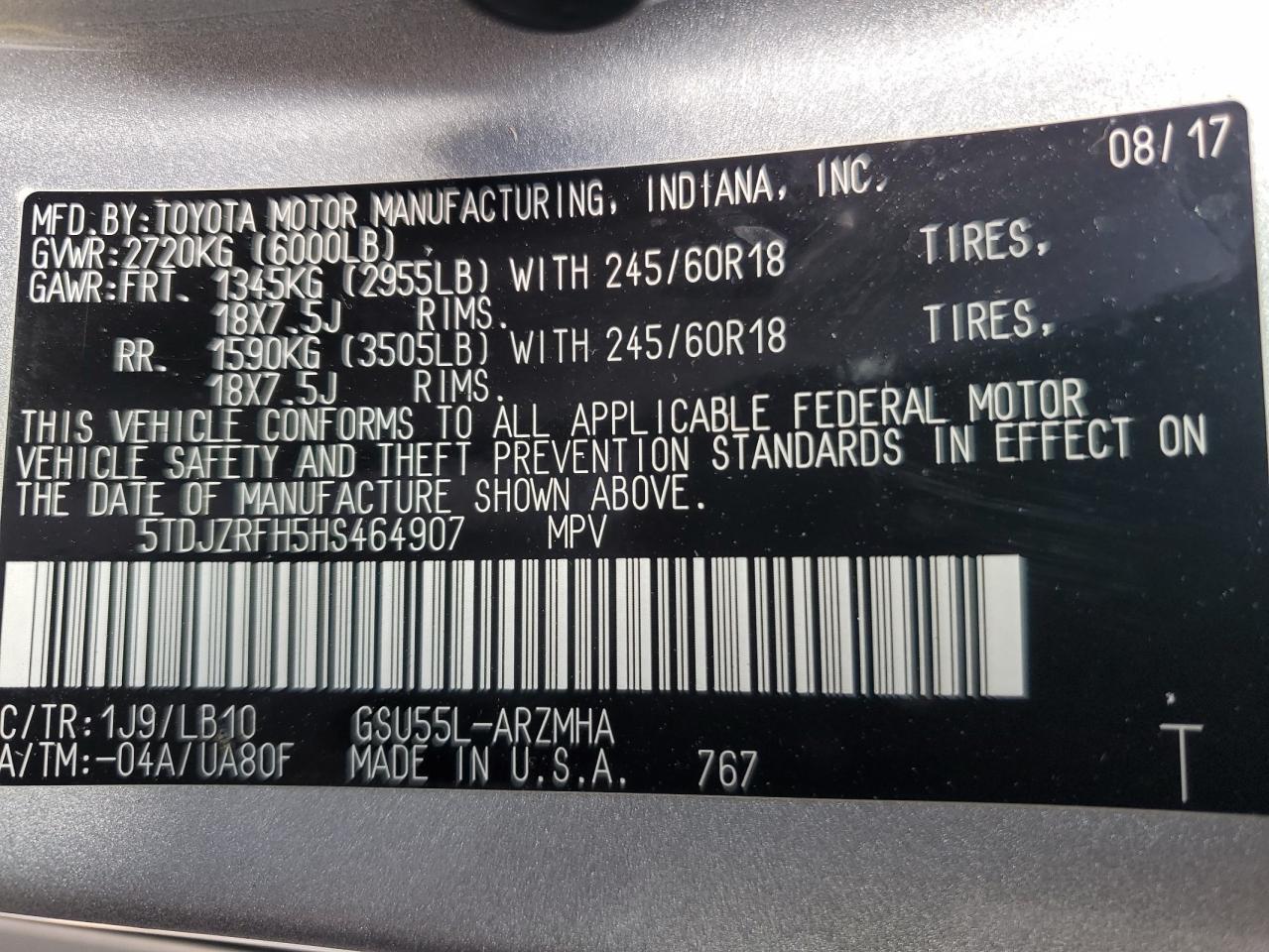 2017 TOYOTA HIGHLANDER