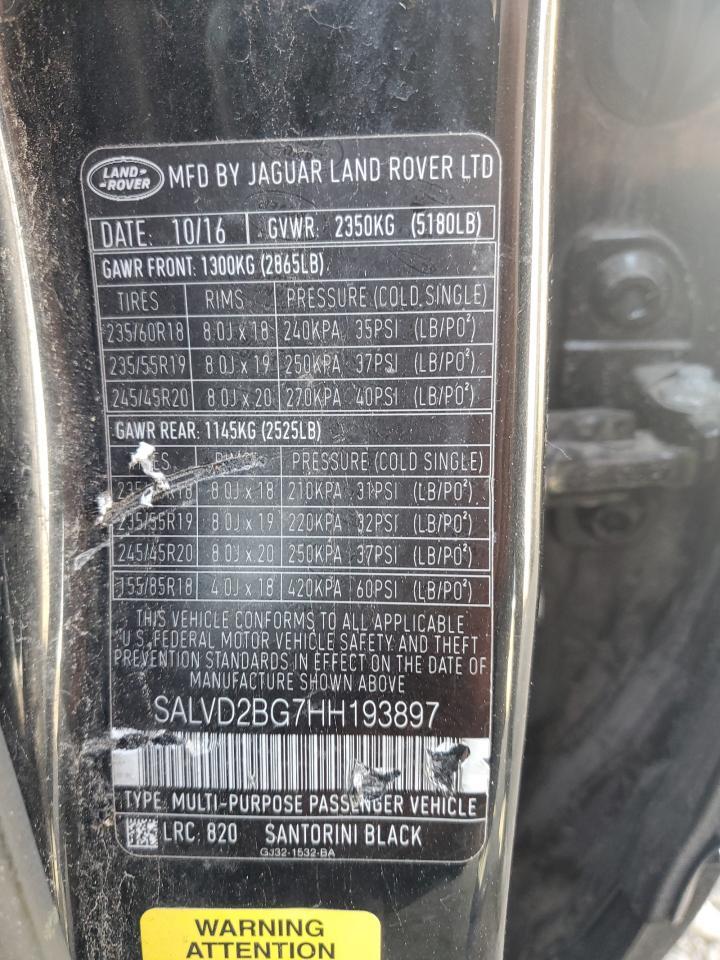 2017 LAND ROVER RANGE ROVER EVOQUE
