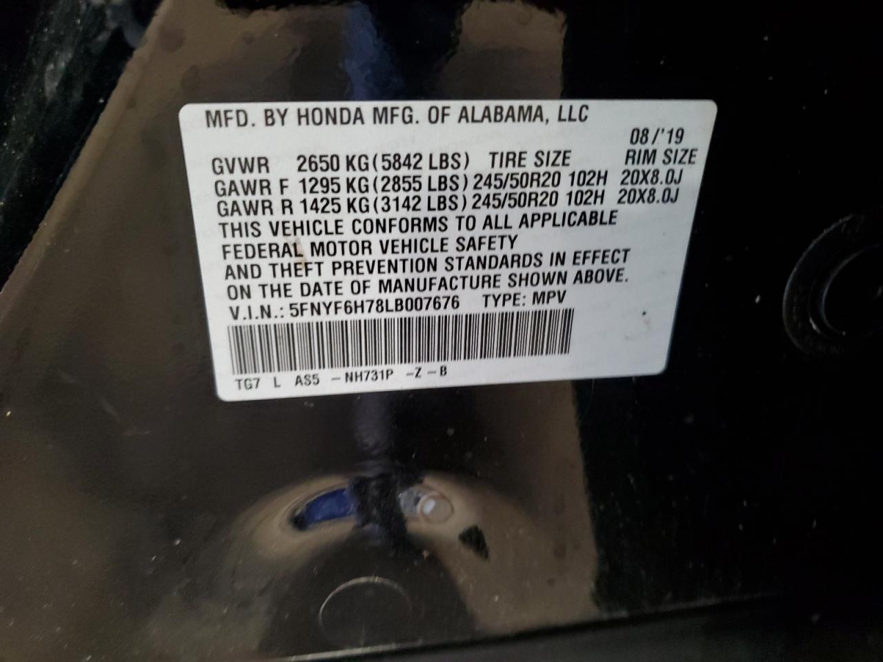 2020 HONDA PILOT