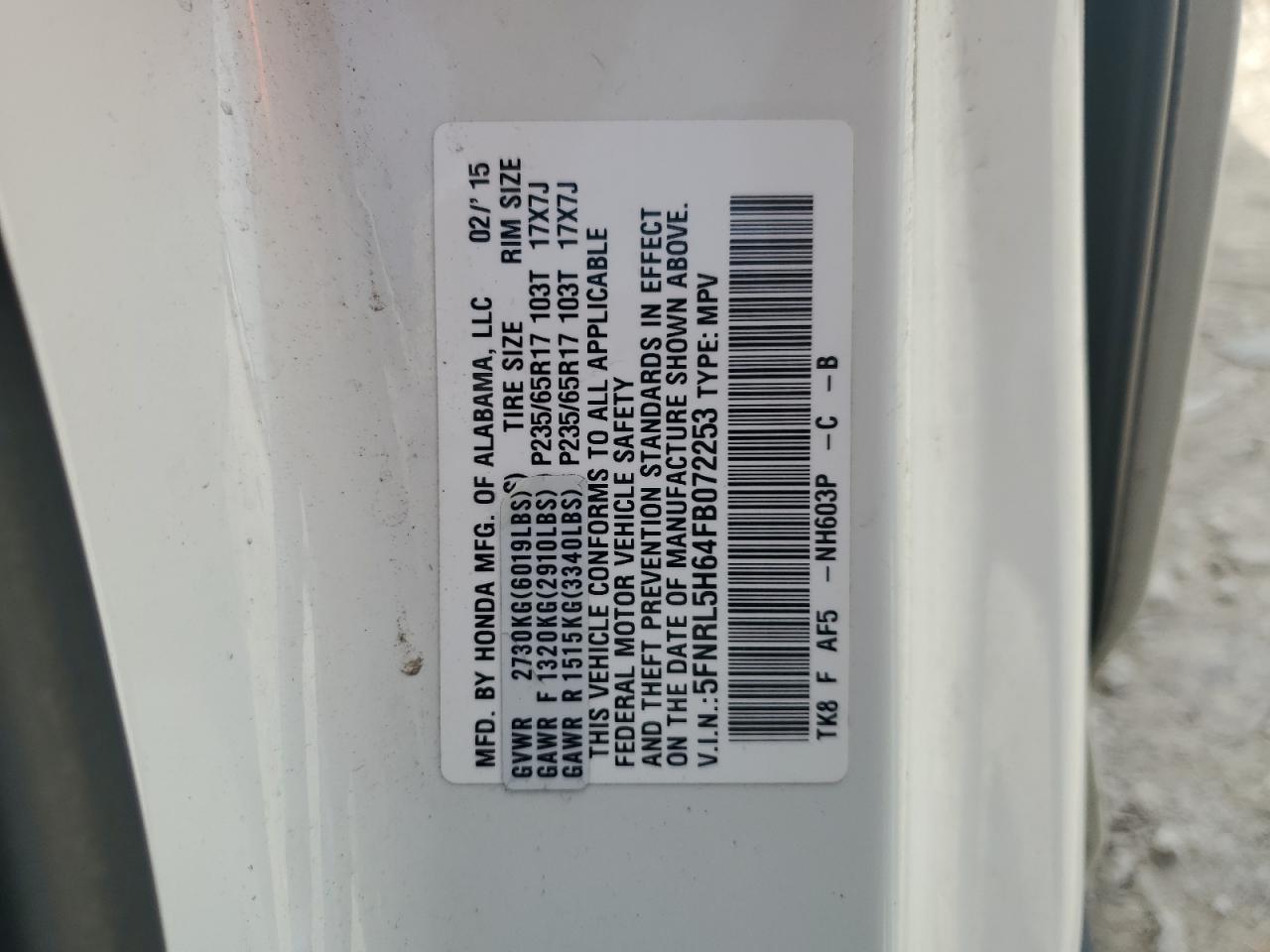2015 HONDA ODYSSEY