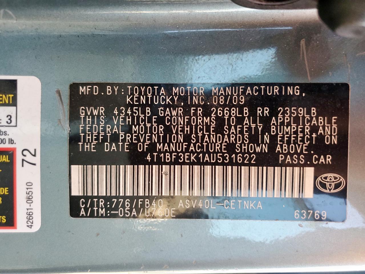 2010 TOYOTA CAMRY