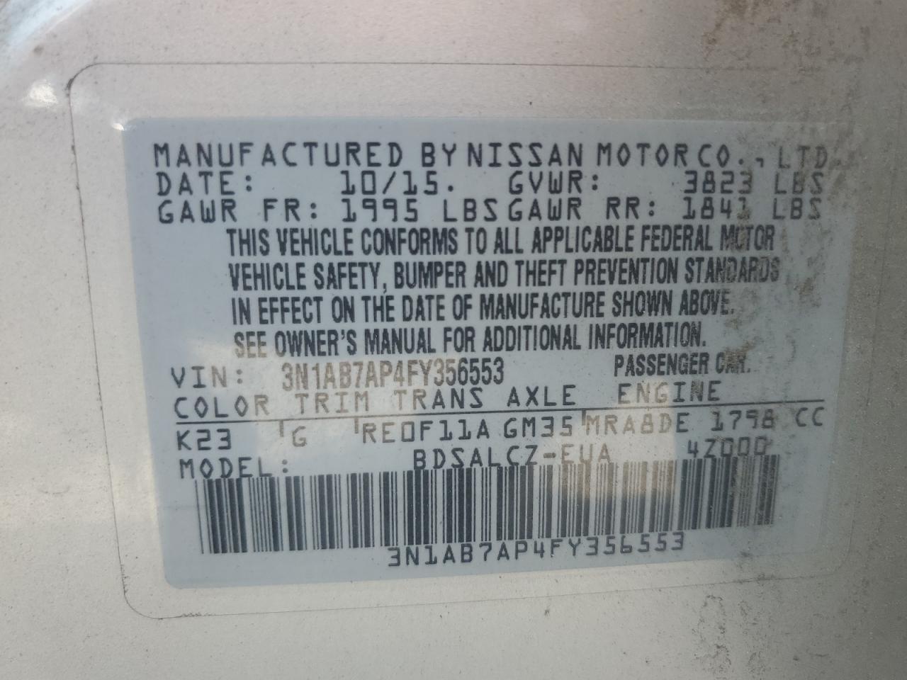 2015 NISSAN SENTRA