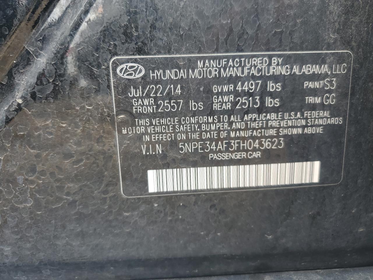 2015 HYUNDAI SONATA