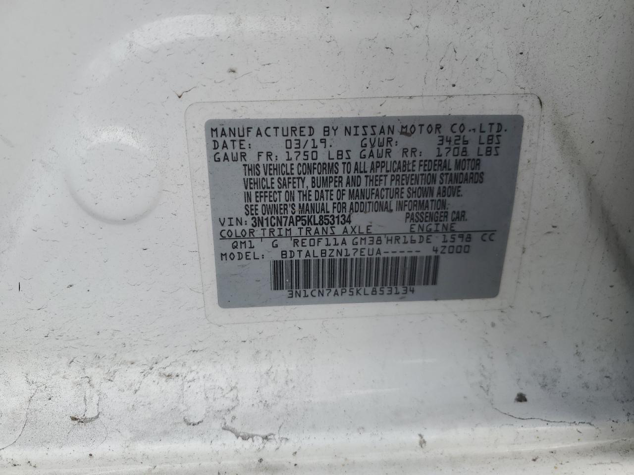 2019 NISSAN VERSA