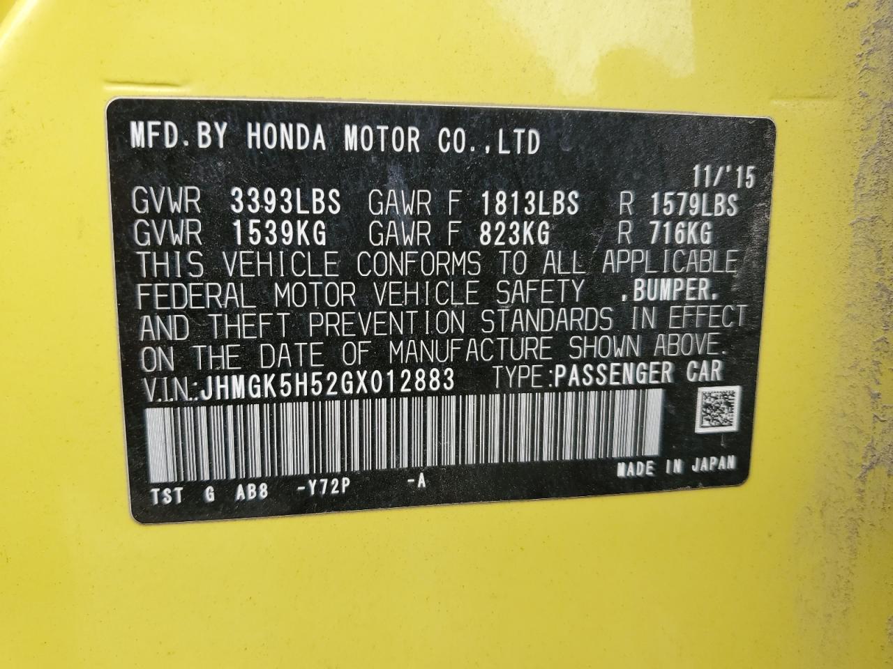 2016 HONDA FIT