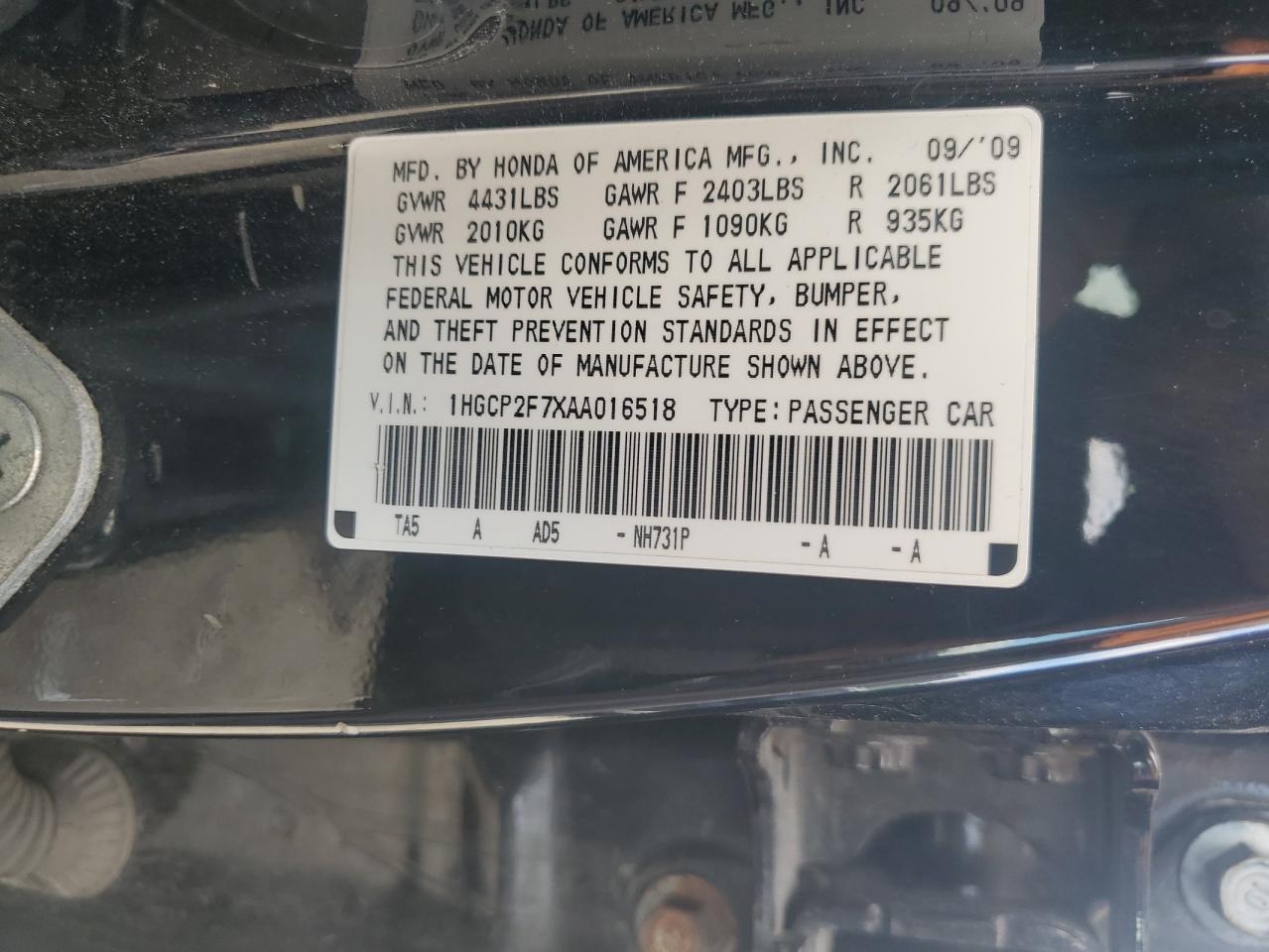 2010 HONDA ACCORD