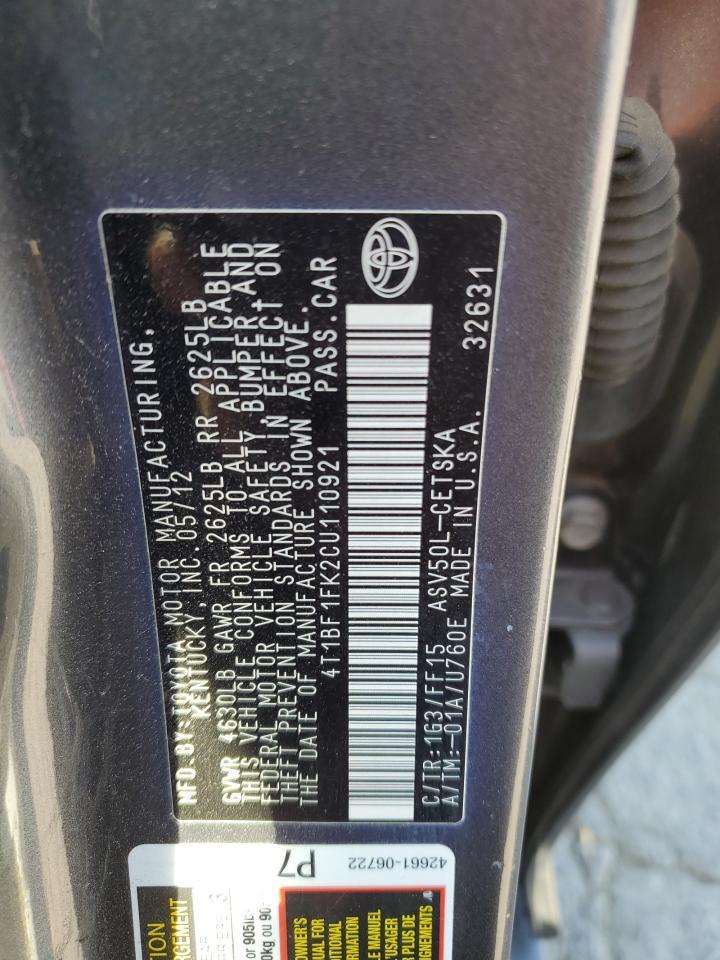 2012 TOYOTA CAMRY