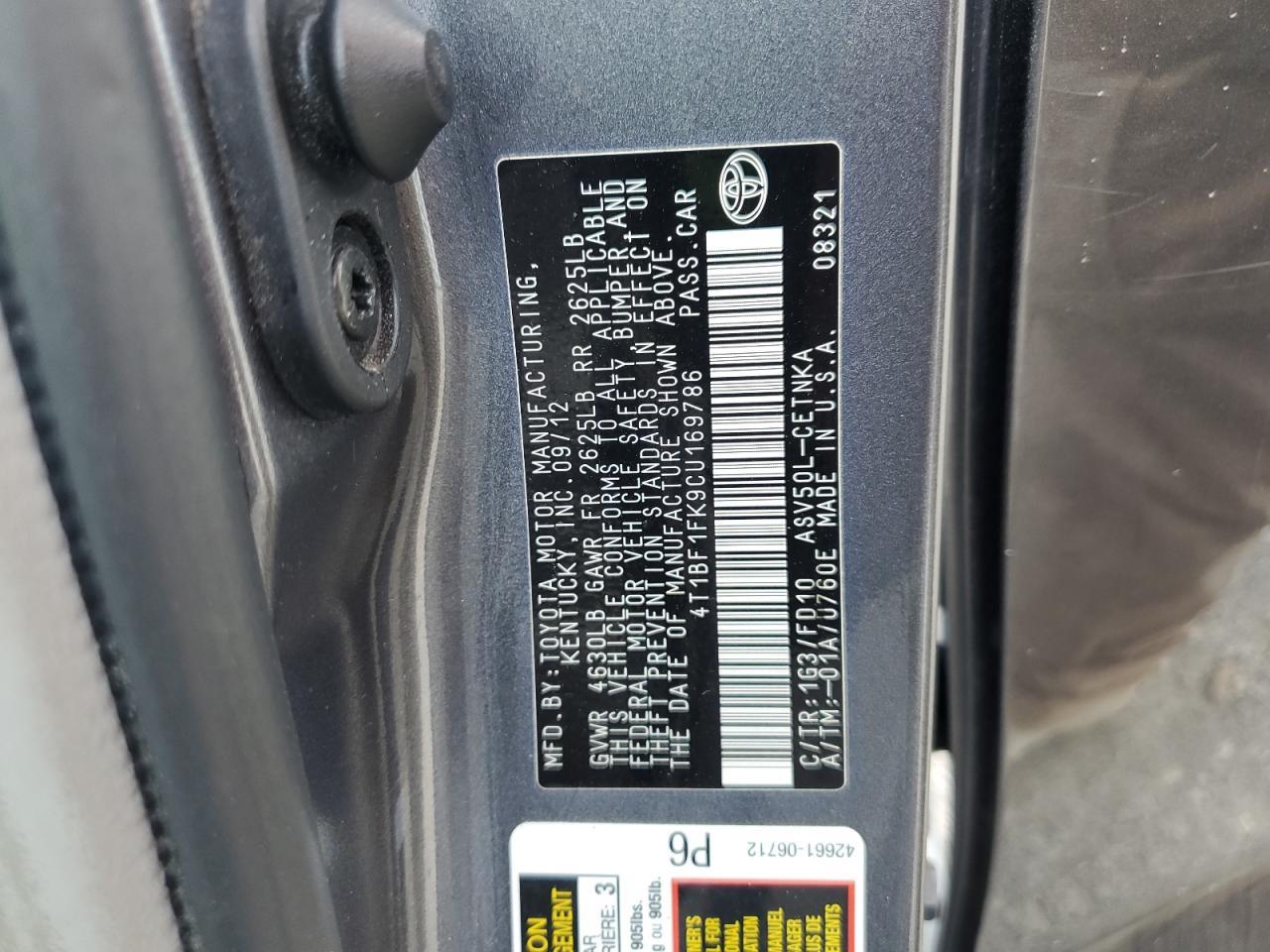 2012 TOYOTA CAMRY