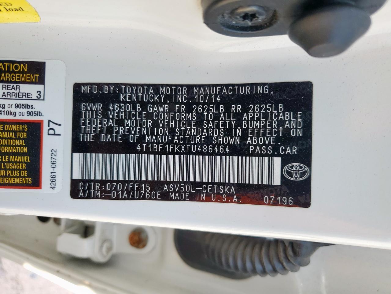2015 TOYOTA CAMRY