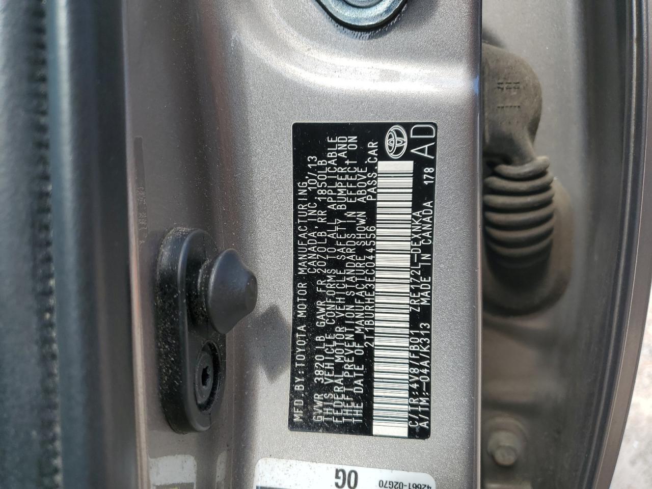2014 TOYOTA COROLLA