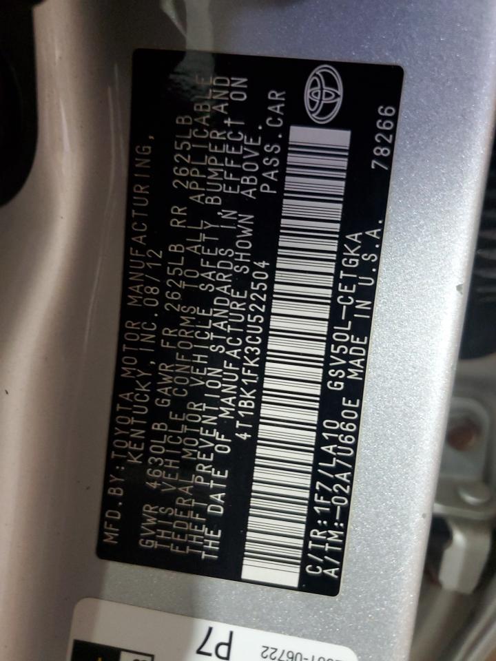 2012 TOYOTA CAMRY