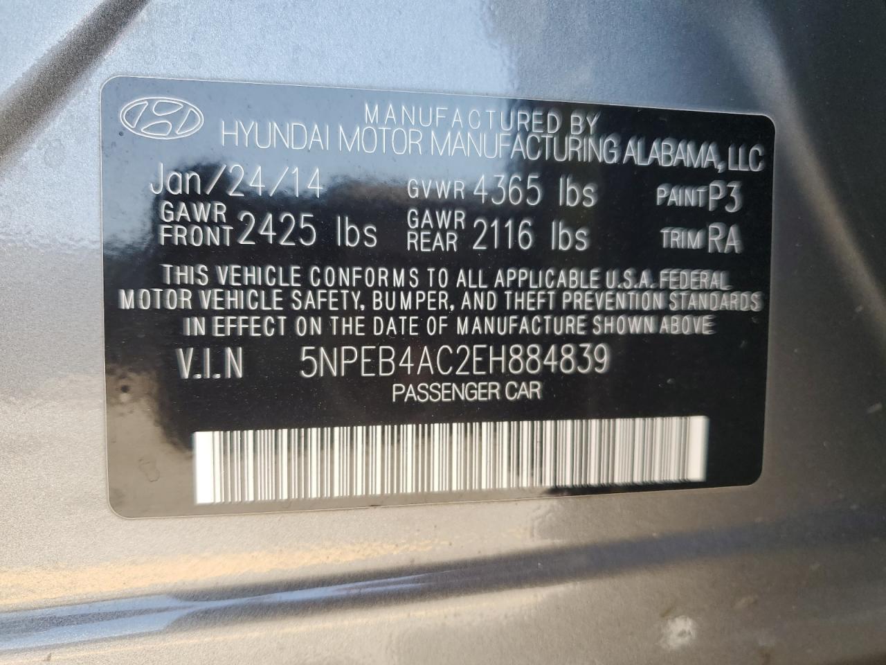 2014 HYUNDAI SONATA