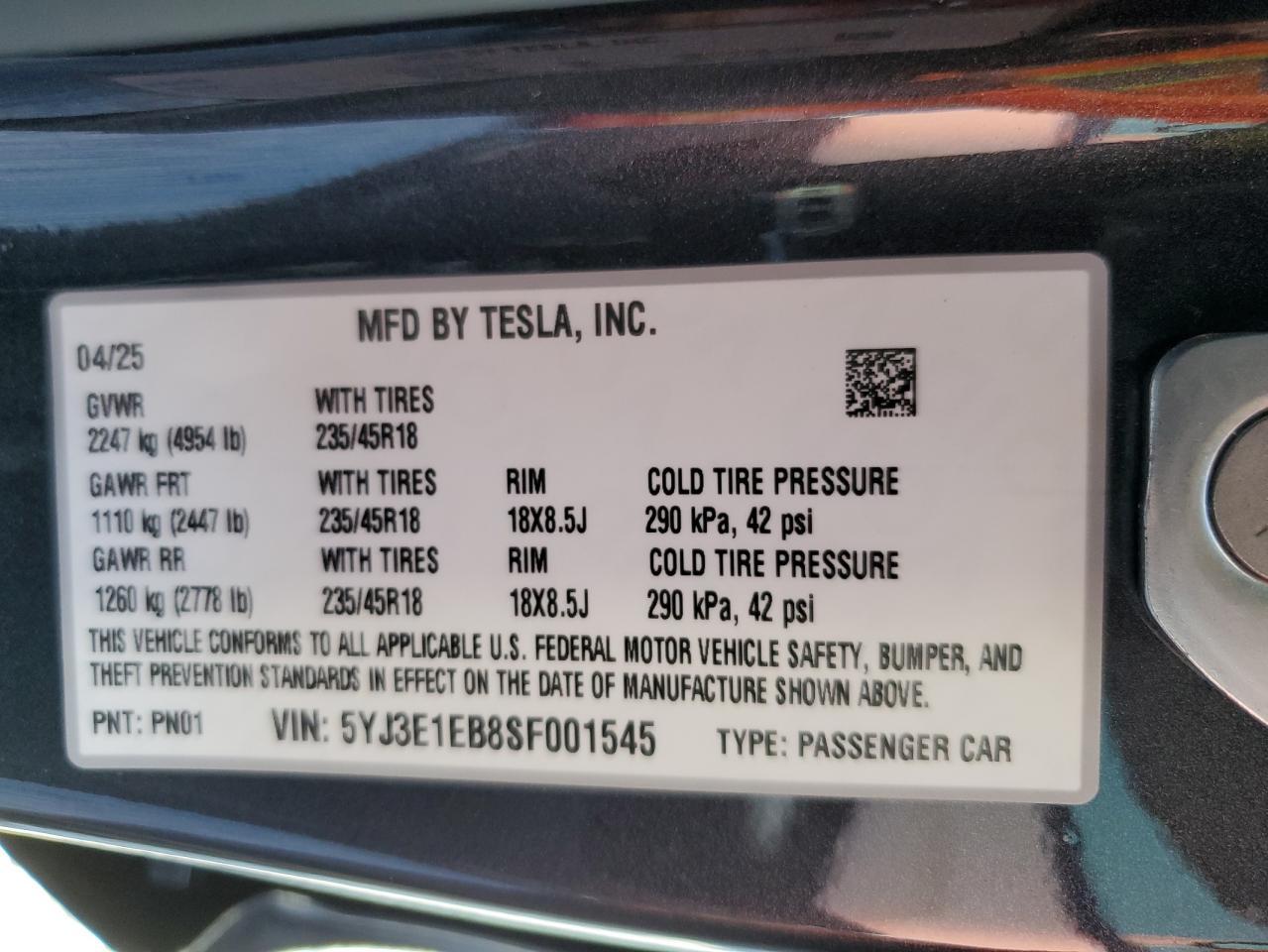 2025 TESLA MODEL 3