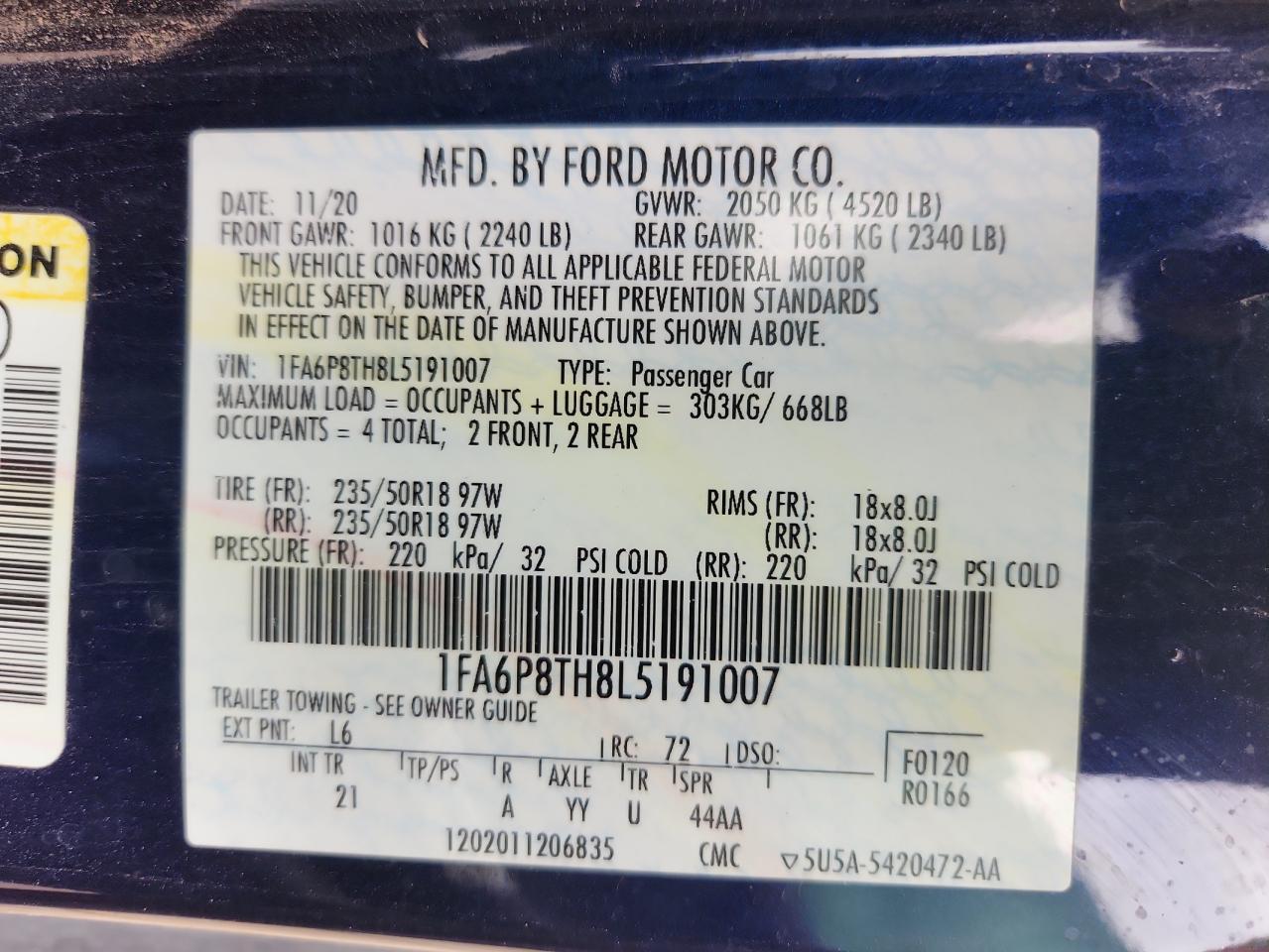2020 FORD MUSTANG