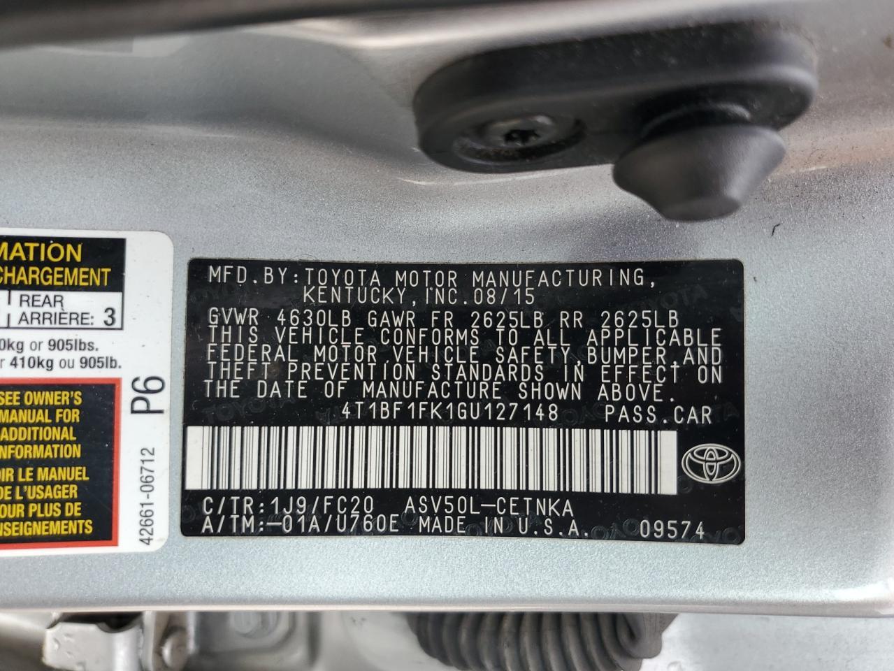 2016 TOYOTA CAMRY