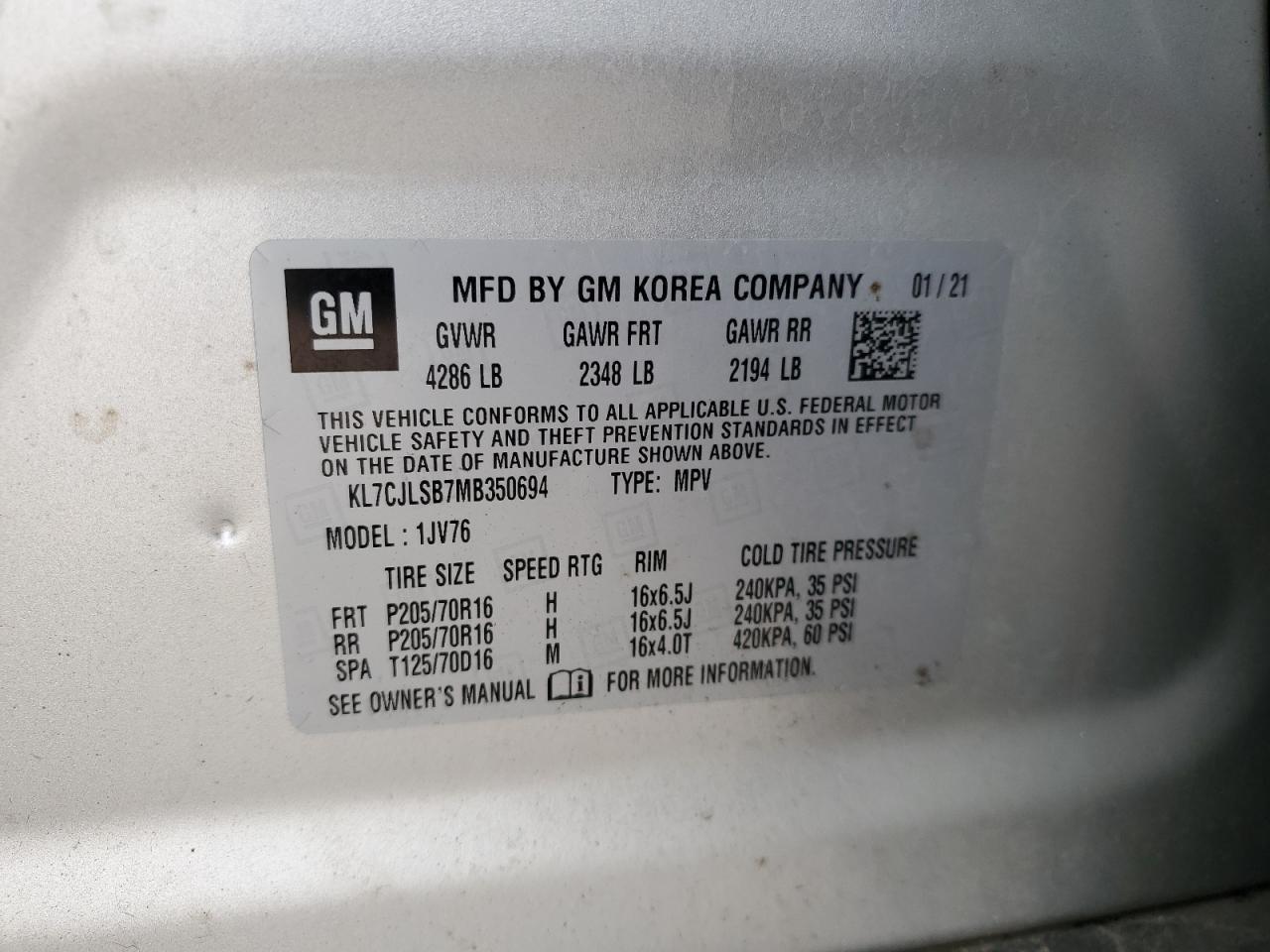 2021 CHEVROLET TRAX