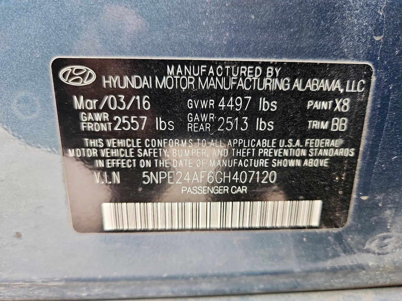 2016 HYUNDAI SONATA